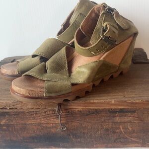 Olive Green Wedge Sandals